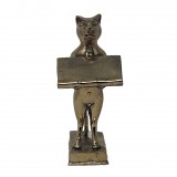 CAT CARD TRAY BRASS GOLD COLORED - BRONZE STATUES